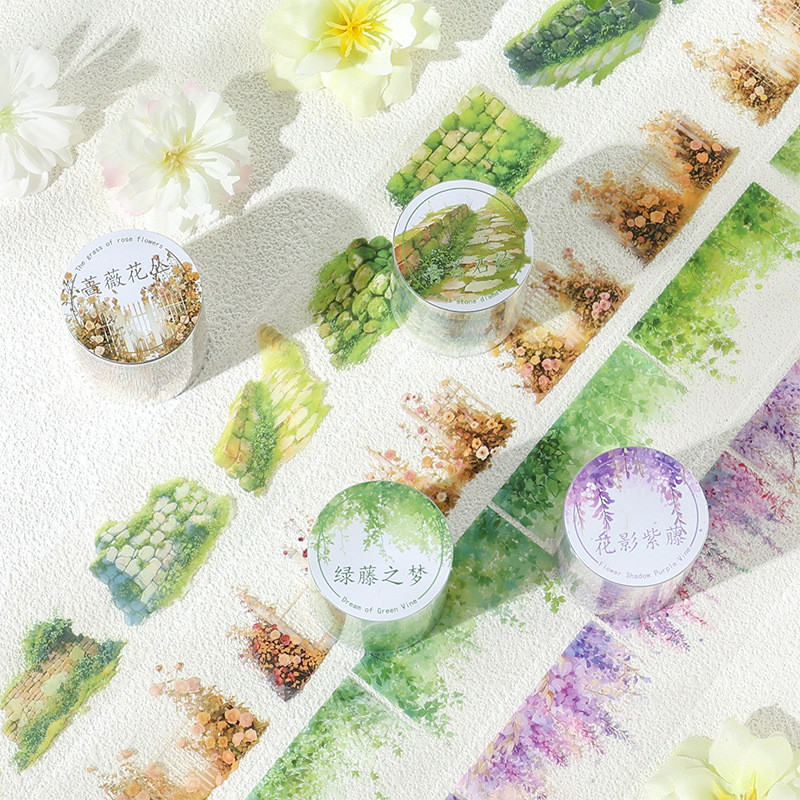 P PET Tape Phantom of Darkness Series Realm of Nature Series Plant ภูมิทัศน์คู่มือวัสดุตกแต่ง 4 ประเภท