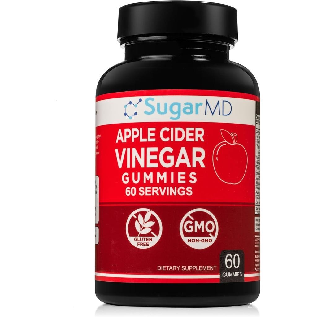 SugarMD Apple Cider Vinegar 60 Gummies - วิตามิน B6 & B12-500mg Apple Cider Vinegar อาหารเสริมจากดิบ