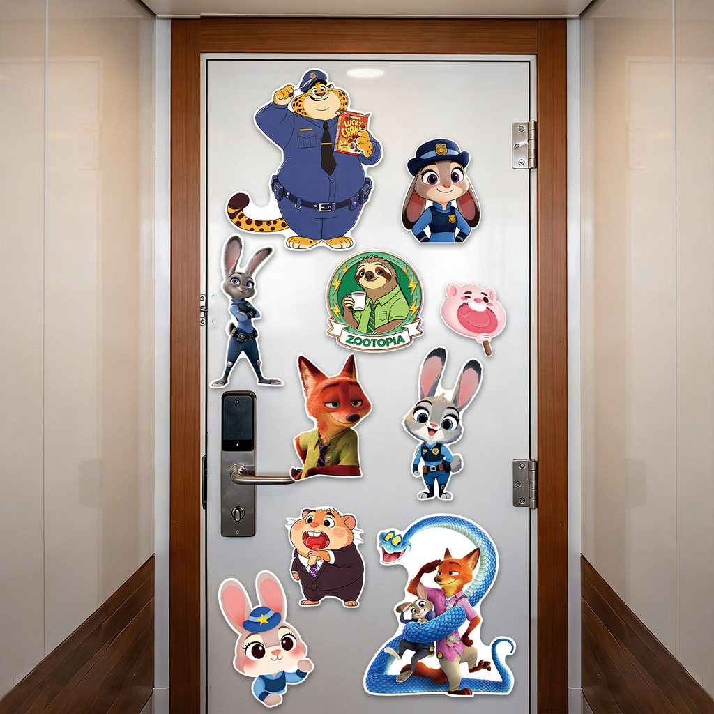 สติ๊กเกอร์แม่เหล็ก Cruise Wheel สติ๊กเกอร์ติดประตู ตกแต่ง disney Crazy Animal City สติ๊กเกอร์ติดตู้เย็น Entrance Door Cover Ugly Self- ราคา ถูกที่สุด ดีลบีเคเค แกลเลอรีภาพที่ 2