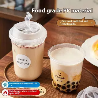 [Rui-t] ถ้วยกาแฟใส 10 ชิ้นพร้อมฝาปิดถ้วยแบบใช้แล้วทิ้งรูปตัวยูสําหรับเครื่องดื่มร้อนชานมถ้วยเครื่องดื่ม Takeaway