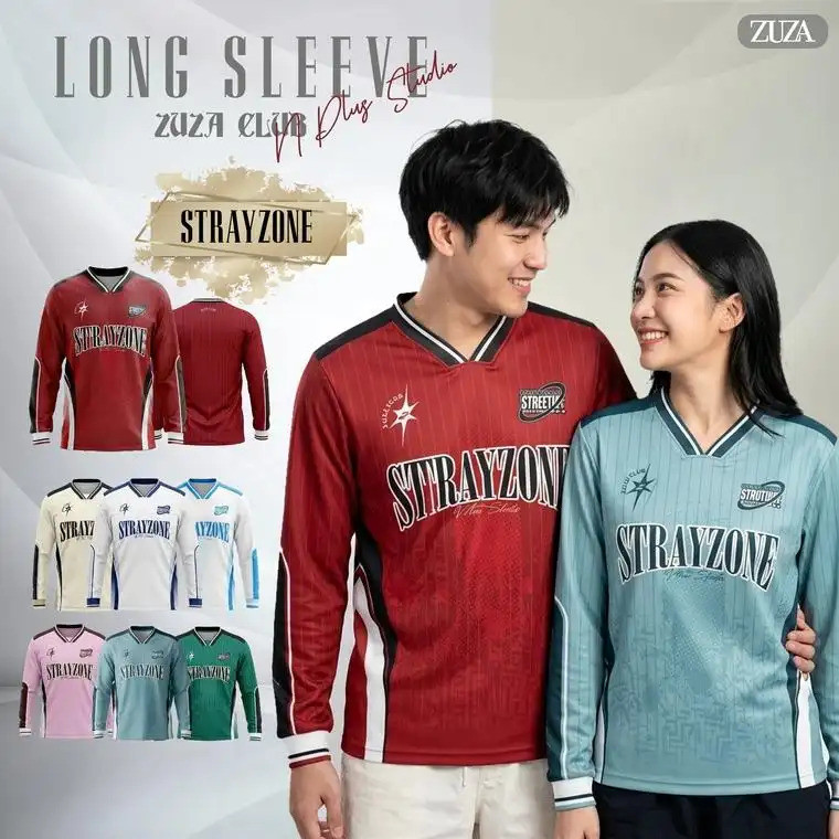 ZUZA - STRAY ZONE เสื้อกีฬาคอวี แขนยาว ปลายจั๊มพ์ เนื้อผ้าไมโครฯเรียบ นุ่มสวมใส่สบาย งานพิมพ์ลายซับลิเมชั่น