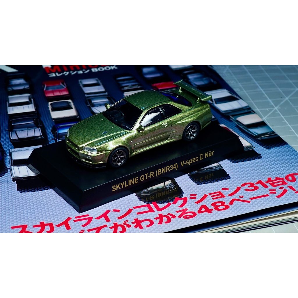 [สต๊อกพร้อม 1] Jingshang KY GTR R34 Millennium Jade New Borg Lin Edition Car Book 1/64 บรรจุภัณฑ์ Co