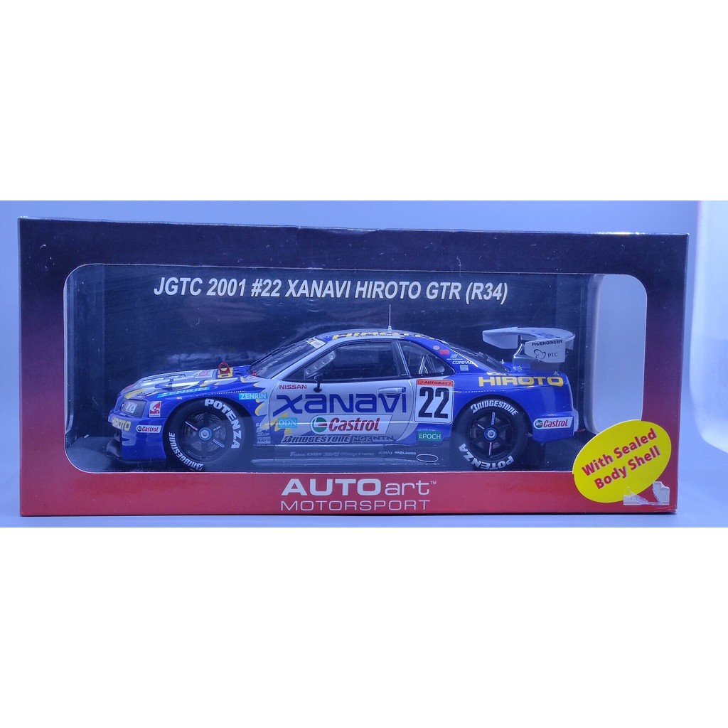 AUTOART 1/18 GTR R34 JGTC No. 2002 รถเหล็กโมเดลเบอร์ 22 xanavi hiroto gtr r34 รถเต่า แต่รายละเอียดเค