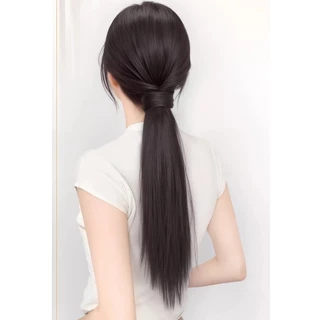ISITAFT วิกผมสังเคราะห์ Braid, Elegant 24 นิ้ว Self-winding หางม้ายาว,อินเทรนด์ยืดหยุ่นห่อรอบผมชั้นต่อผมชิ้นตรงต่ําหญิง