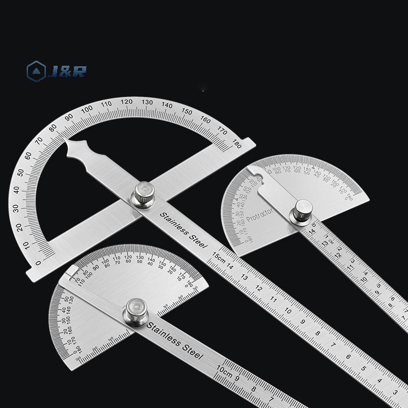 J&R> 180 องศาไม้โปรแทรกเตอร์โลหะมุม Finder Goniometer ไม้บรรทัดมุมเครื่องมืองานไม้