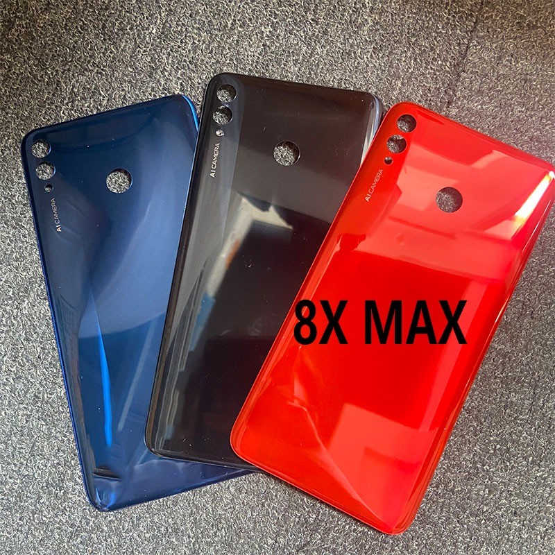 ฝาครอบแบตเตอรี่สําหรับ Honor 8X Max แผงกระจกด้านหลังด้านหลังประตูสําหรับ Huawei Honor 8X Max ฝาครอบแบตเตอรี่