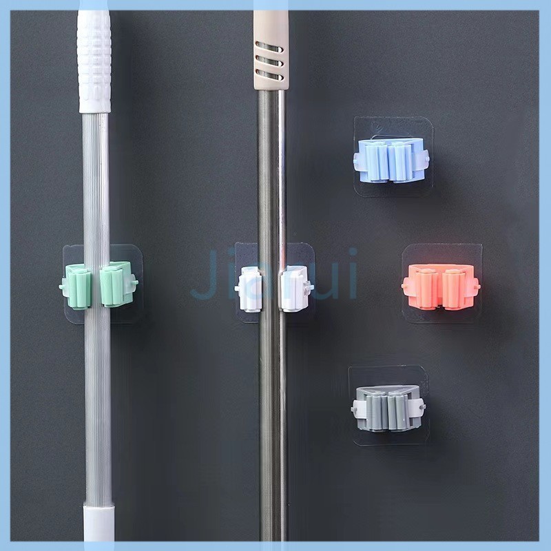 JiaRui ที่แขวนไม้กวาด ติดผนัง ไม่ต้องเจาะ แข็งแรงทนทาน ติดผนัง ที่หนีบอเนกประสงค์