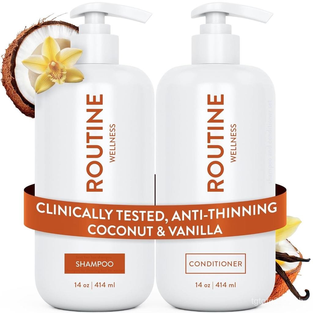 Routine Wellness Anti-Thinning Shampoo and Conditioner Set for Thinning Hair - Biotin DHT Blocker Wo