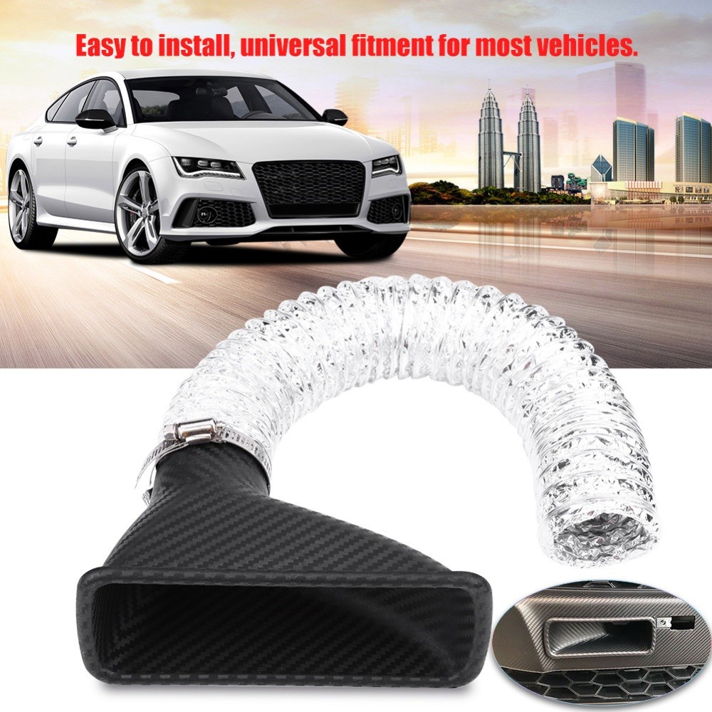 1pcs Universal Square รถกันชนหน้า Adission Air Turbo Air Intake ท่อชุด ABS Turbine Inlet ชุดท่อ Air ช่องทางคาร์บอนไฟเบอร์ดู