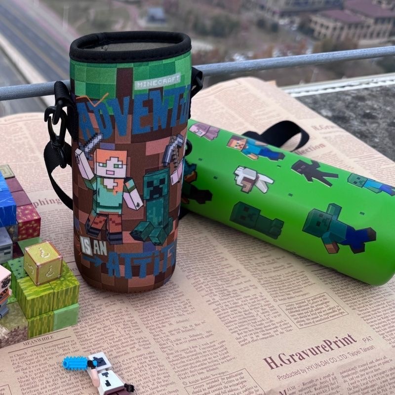 Minecraft Water Bottle Bag Crossbody Handheld Outdoor Owala Bottle sleeve sling Bag for boys