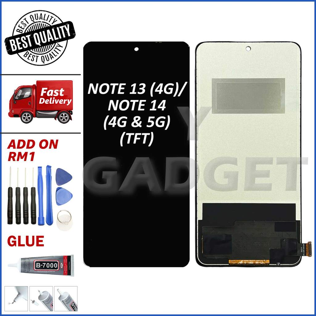 หน้าจอสัมผัส LCD DIGITIZER เข้ากันได้กับ (TFT) RED NOTE 13 4G/ NOTE 14 (4G & 5G)