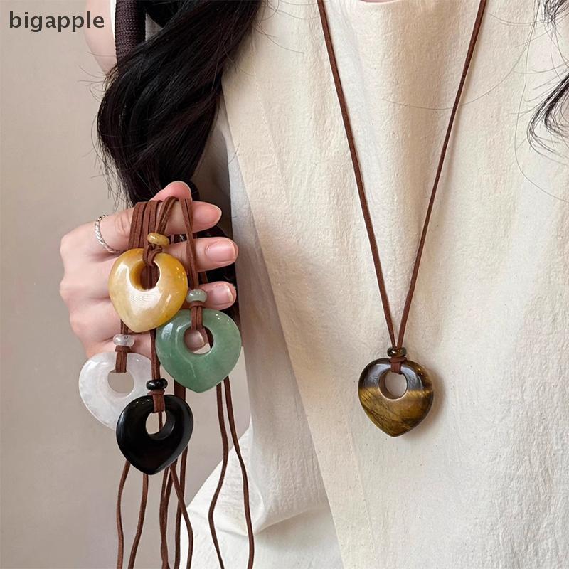 Bigapple Retro ประณีต Hollowed สร้อยคอจี้รูปหัวใจสําหรับผู้หญิงเครื่องประดับเครื่องประดับเครื่องประด