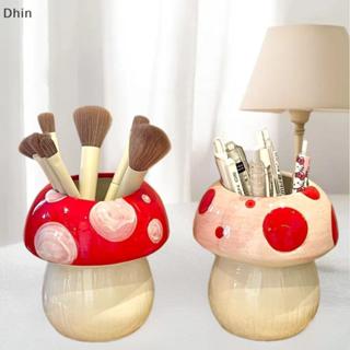 [ดิน] น่ารักเห็ดเซรามิกปากกาภาชนะชุดที่เหมาะสมแปรงแต่งหน้าภา…