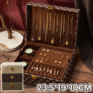 COD กล่องเครื่องประดับสไตล์วินเทจ สองชั้น การจัดเก็บแบบมีช่อ…