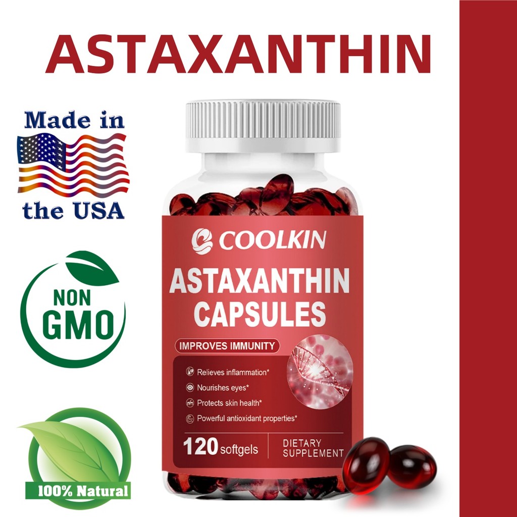 COOLKIN Astaxanthin Capsules Supplement เพื่อสุขภาพหัวใจและหลอดเลือดที่ดีที่สุด สนับสนุนสุขภาพสมอง