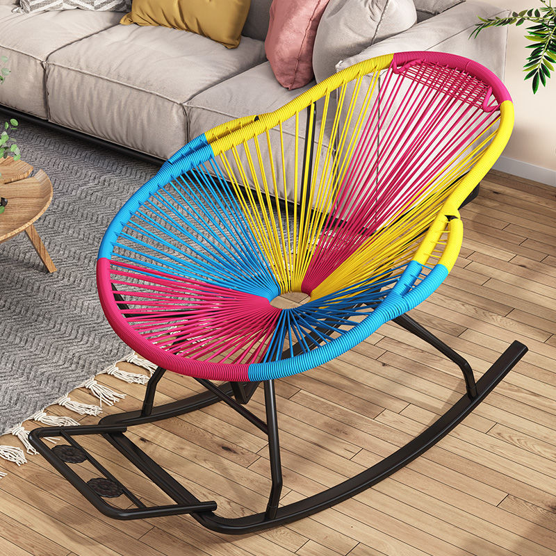 Home rainbow rattan chair rocking chair rattan leisure nap lounge chair lazy adult color balcony liv