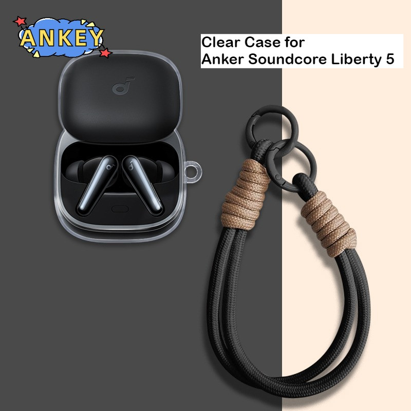 for Anker Soundcore Liberty 5 Case Protective Transparent Clear TPU Covers Bluetooth Earphone Shell Headphone Portable with nylon lanyard – โปรปัง