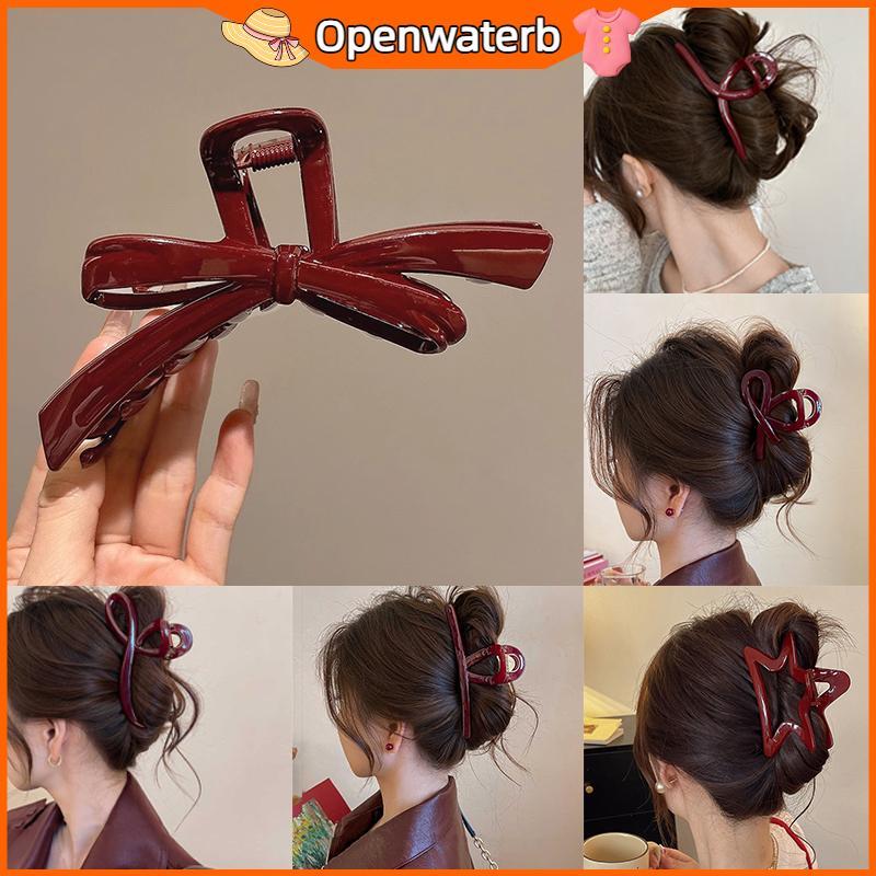 [KAN] ผู้หญิงขนาดใหญ่สีแดงเข้มผมกรงเล็บ Barrettes Hairpins พลาสติกหางม้าคลิปผมสาวอาวุโสคลิปผมอุปกรณ์เสริม FXH