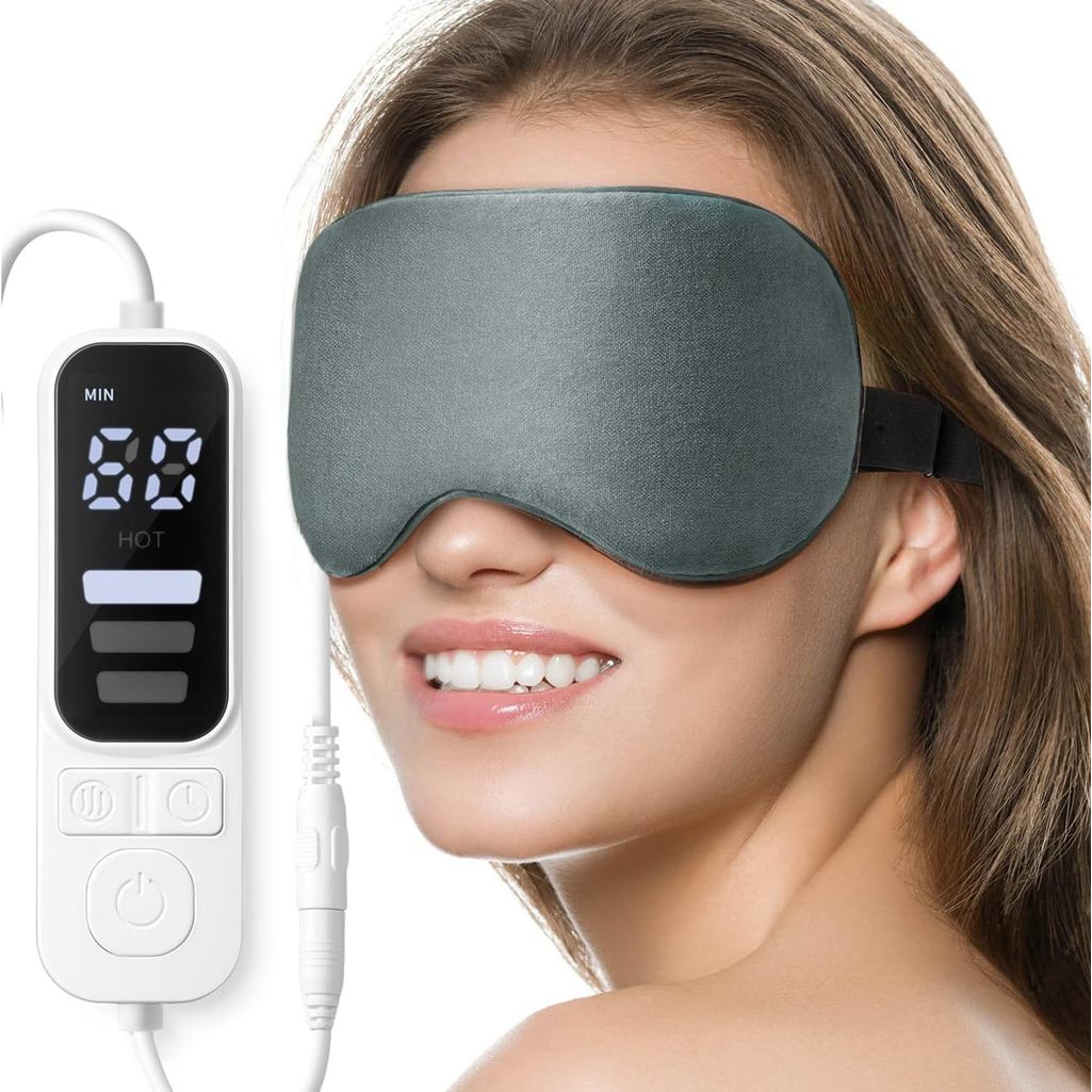 Heated Eye Mask, Warm Eye Compress Mask, USB Electric Eye Heating Pad อุณหภูมิ & Timer Control, Dry 