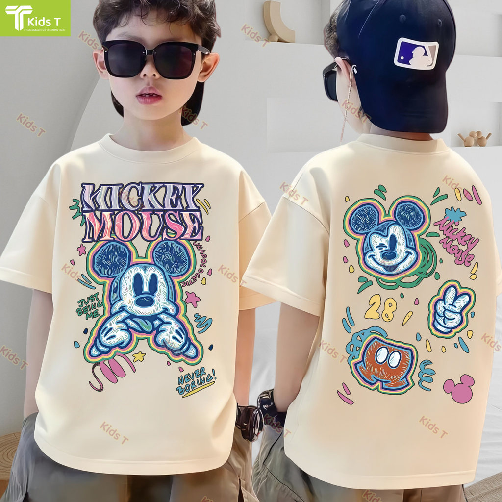 เสื้อยืด disney ร้าน Kids T เกาหลี เสื้อเด็ก ผลิตจากผ้าฝ้าย 100% พิมพ์ลาย mickey mouse เหมาะ เด็กผู้ชาย และ เด็กผู้หญิง ราคา ถูกที่สุด ดีลบีเคเค แกลเลอรีภาพที่ 4