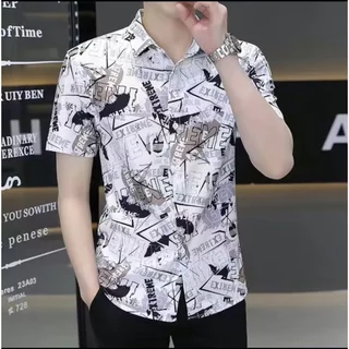 เสื้อแขนสั้นสำหรับผู้ชายฮาวายตัดเย็บด้วยผ้าโพลีเอสเตอร์ Fiber 3 สี M-3XL เทศกาลสงกรานต์