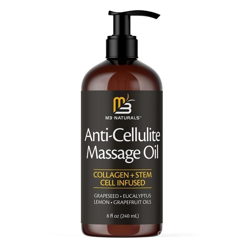 M3 Naturals Cellulite Massage Oil 8oz - Smooth the Appearance of Cellulite - Body Care & Skin Care M