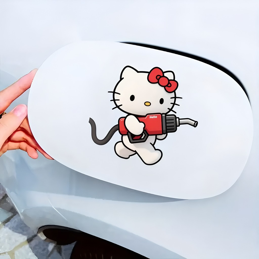 การ์ตูนน่ารักคิตตี้แมวรถถังน้ํามันเชื้อเพลิงหมวกป้องกันรอยขีดข่วนสติกเกอร์กันน้ําตกแต่งรถสติ๊กเกอร์ - รูปที่ 5