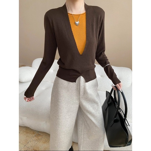 sculptor sweater เสื้อ sweater เสื้อกันหนาว SN829 ตัดเย็บลาย CONTRAST สี ทรงกระชับ สวมใส่เพื่อดูทันส