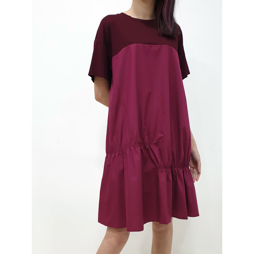 Duo Gather Casual Dress - พลัม (ไม่สามารถคืนได้)