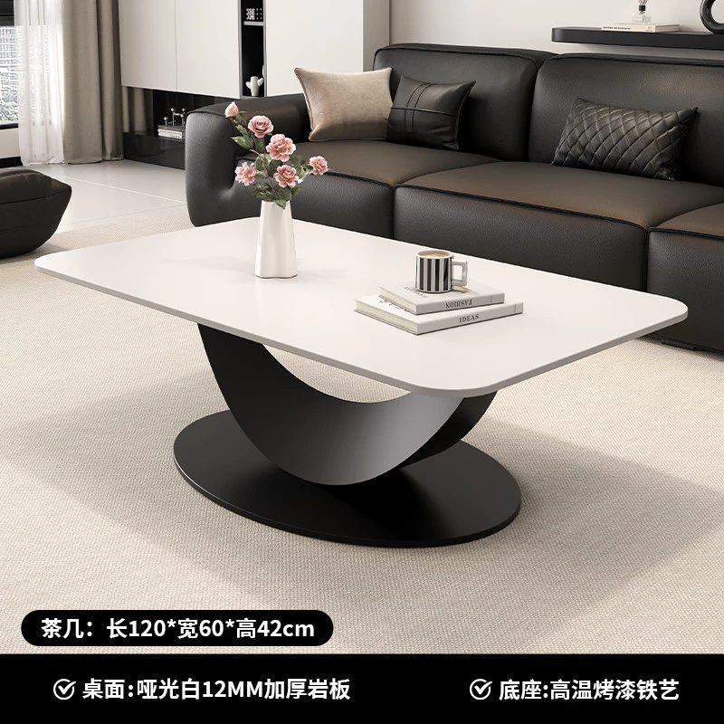 โต๊ะกาแฟสไตล์มินิมอล หน้าโต๊ะหินสังเคราะห์ ทรงสี่เหลี่ยม