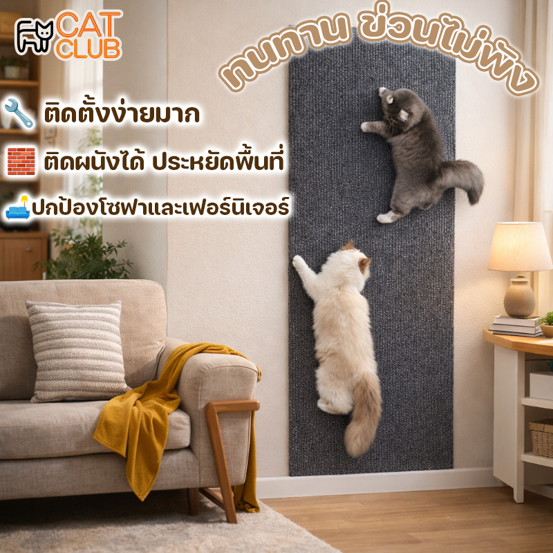 COD แผ่นฝนเล็บแมว ติดผนัง ปีนผนัง แนวตั้ง ไม่หลุดขุย ป้องกันแมวข่วนโซฟา แผ่นข่วนแมว พรมแมว