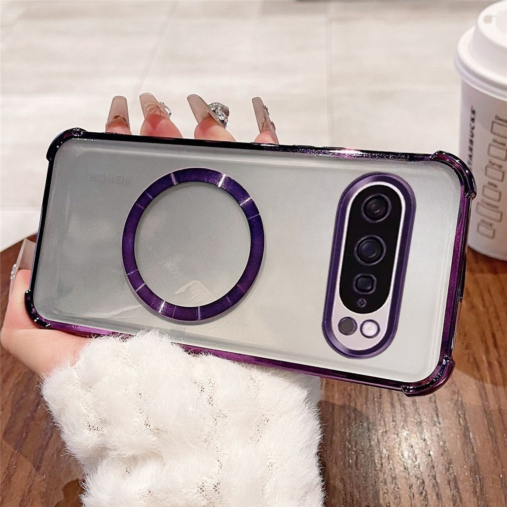 หรูหราชุบกันกระแทกแม่เหล็กเคสโทรศัพท์สําหรับ Google Pixel 9 9A 9 10 Pro XL 7 7A 8 8A ซิลิโคนนุ่มปกหลัง Fundas