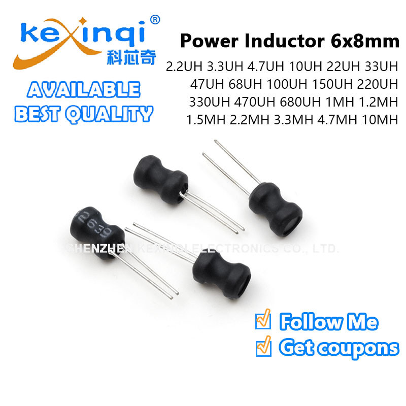 (20 ชิ้น) DIP Power Inductor 6x8 มม.2.2UH 4.7UH 10UH 22UH 47UH 68UH 100UH 470UH 680UH 1MH 1.2MH 3.3M