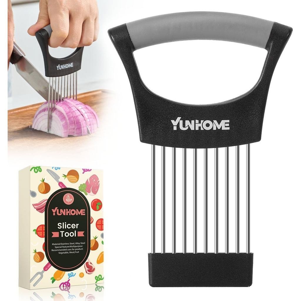 Onion Slicer Holder, Stainless Steel Onion Holder for Slicing, Tomato Slicer Vegetable Chopper Tool 
