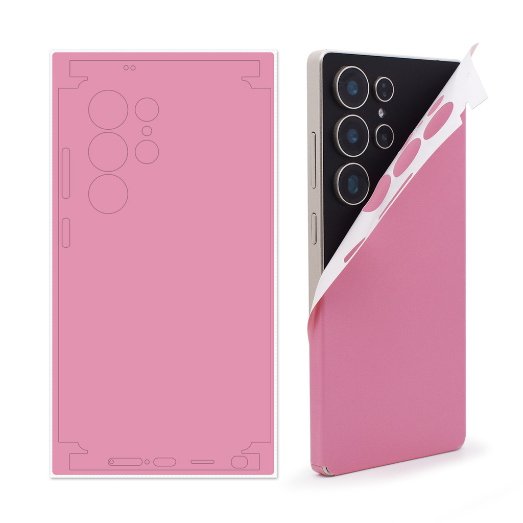 สติ๊กเกอร์ผิวป้องกันสีกุหลาบสีชมพู 2 ชิ้นเข้ากันได้กับ Samsung S24 S25 Ultra