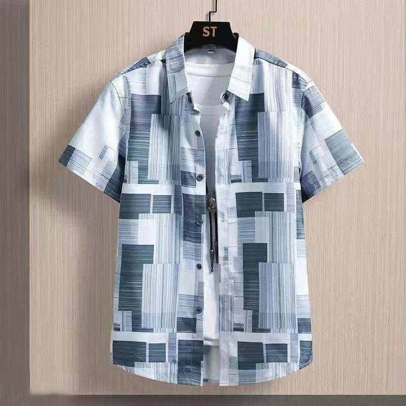 เสื้อเชิ้ตแขนสั้นพิมพ์ลายโพลีเอสเตอร์ 100% 2 สีให้เลือก M-3XL
