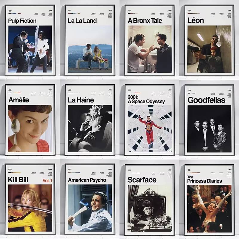 Vintage Classic Movie Series โปสเตอร์ผ้าใบ Pulp Fiction Kill Bill Wall Art สําหรับตกแต่งผนังบ้าน