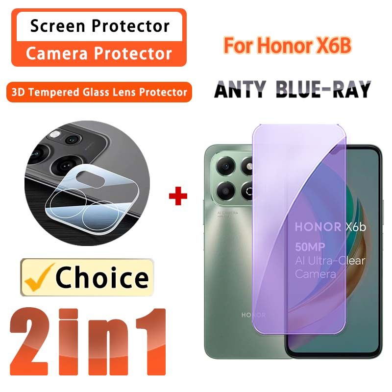 2 IN 1 Anti-blueray ฟิล์ม Honor X6B กระจกนิรภัยสําหรับ Honor X6B X6A X6C X7B X7D X7A X7C X9D X8A X8B