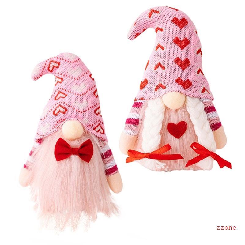Zzz 2 Valentines Gnome ตุ๊กตา Plushie เครื่องประดับสวีเดน Tomte Dwarf Figurines