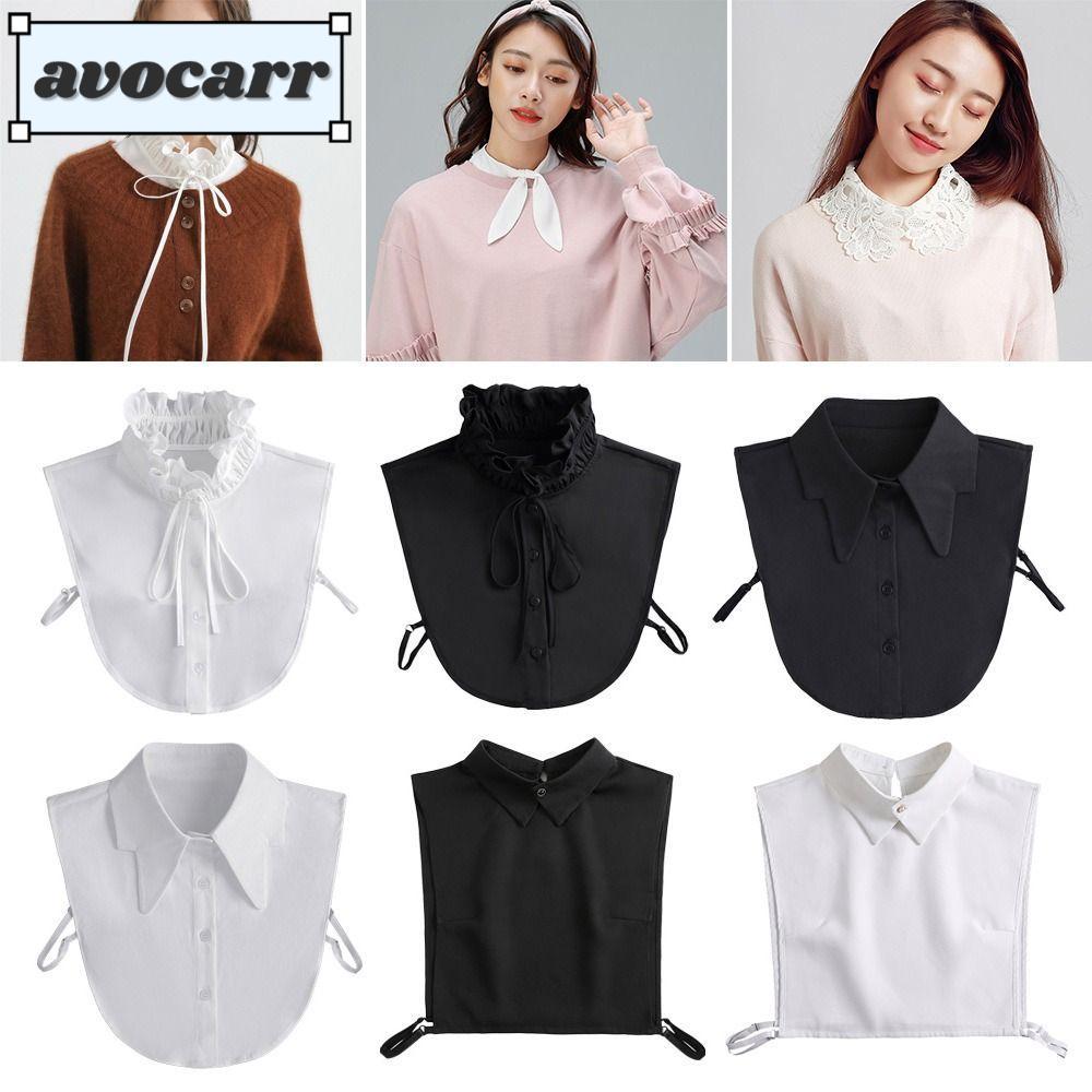 AVOCARR สุภาพสตรี 75 เสื้อคอปกผ้าฝ้ายแท้ที่ถอดออกได้