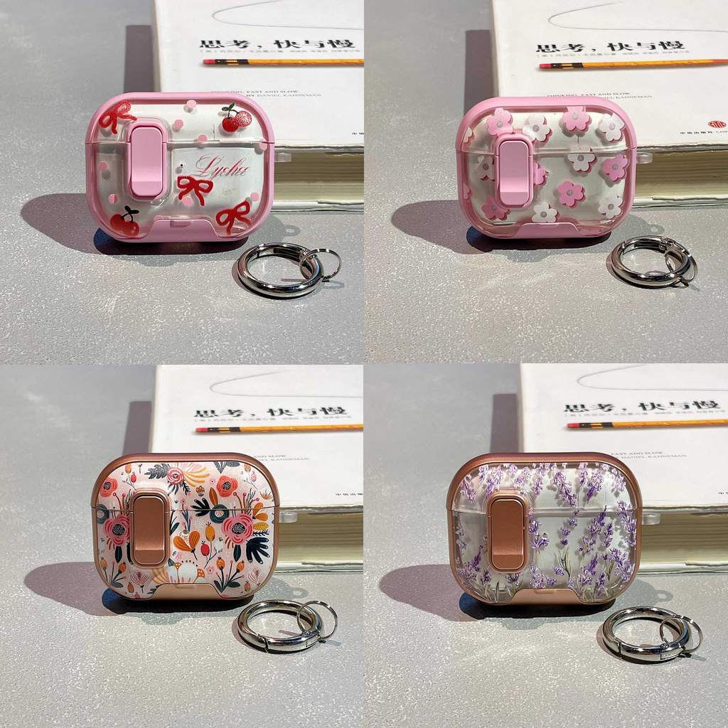 MANGO กรณีปลอกสําหรับ AirPods 4 Pro 3 2 กรณีปลอก Gen 4th Gen4 กันกระแทกโปร่งใส Secure ล็อคผู้ถือโทรศัพท์ภาพที่มีสีสันดอกไม้ Rainbow