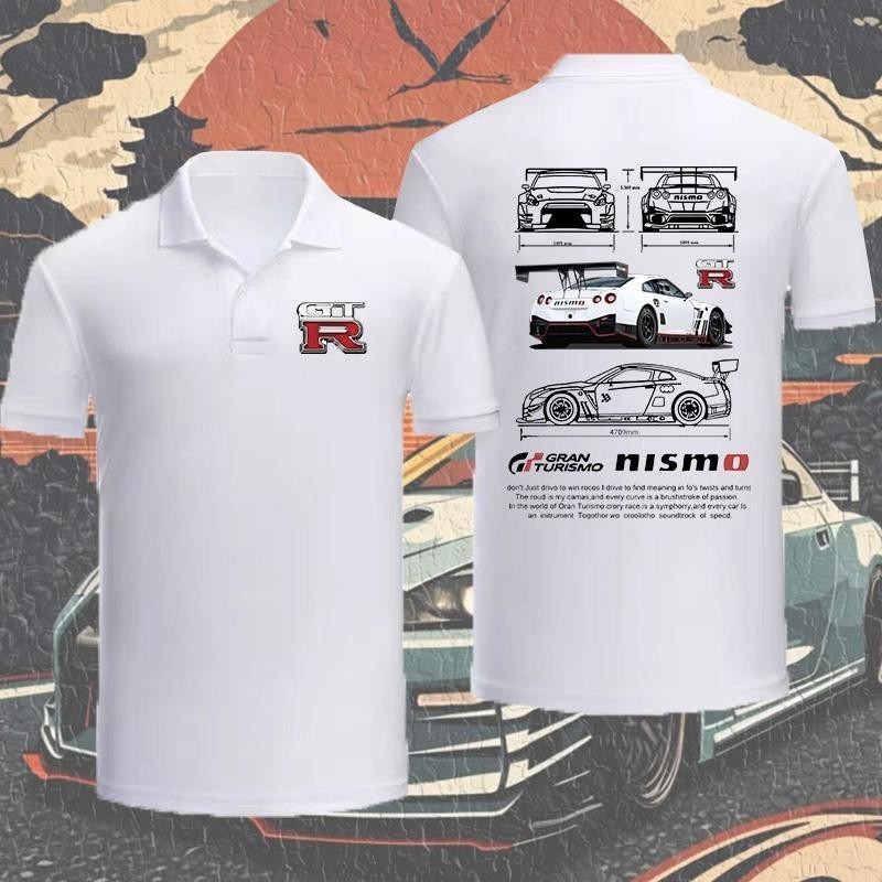 เสื้อโปโล Nissan GT-R Nismo Blueprint JDM Car Polo ลายนิสสันจีทีอาร์ สตรีทฮาร์ดคอร์ ยูนิเซ็กซ์ ผ้าฝ้ายแท้ S-3XL