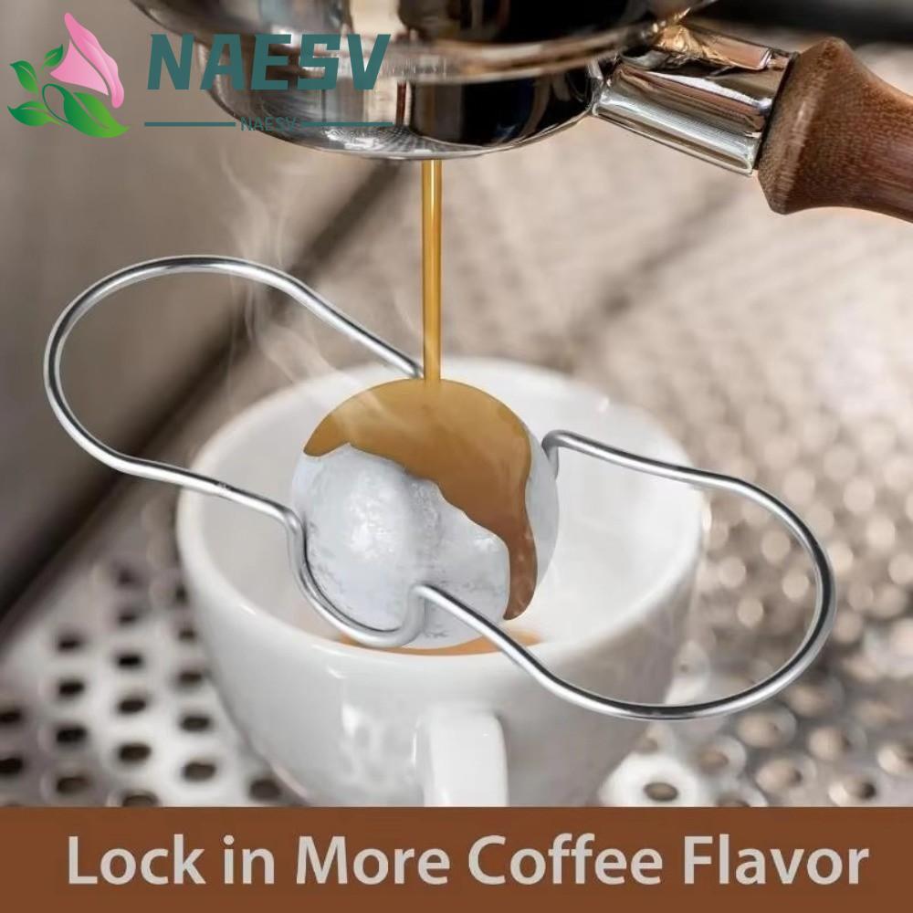 NAESV Espresso Chilling Ball, Keep Drinks Cold Keep Flavourful สแตนเลส Frozen Ball, ใช้งานได้จริง Professional พร้อมผู้ถือ Espresso Cooler กาแฟเตรียม