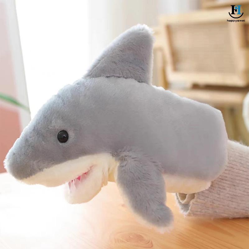 22 ซม. ตุ๊กตาหุ่นมือฉลามน้อย ถุงมือของเล่นสัตว์ เปิดปากได้ ของขวัญวันเกิดเด็ก