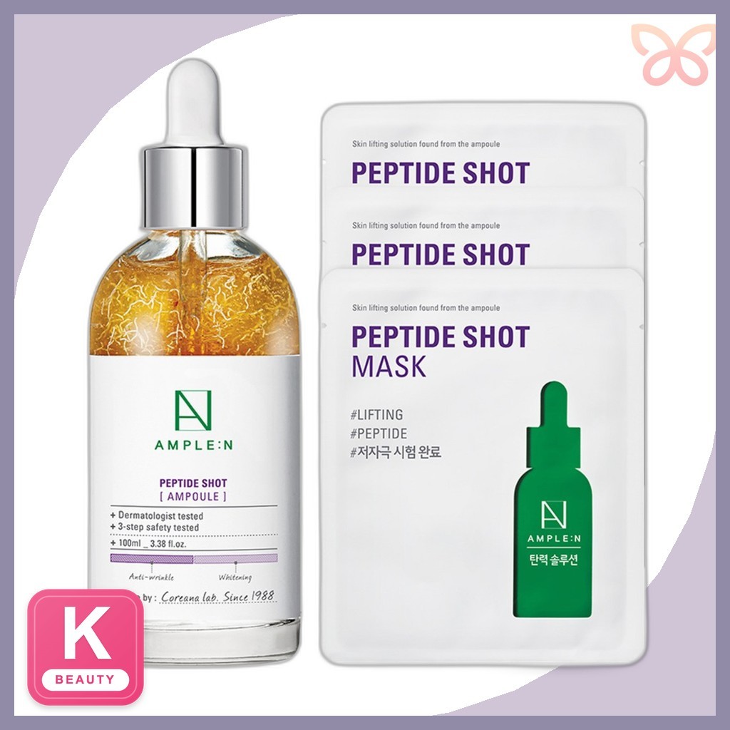 [ample:n] Peptide Shot Ampoule + Peptide Shot Mask, 100ml, 1pc / Korean Peptide Serum / Anti-Aging B