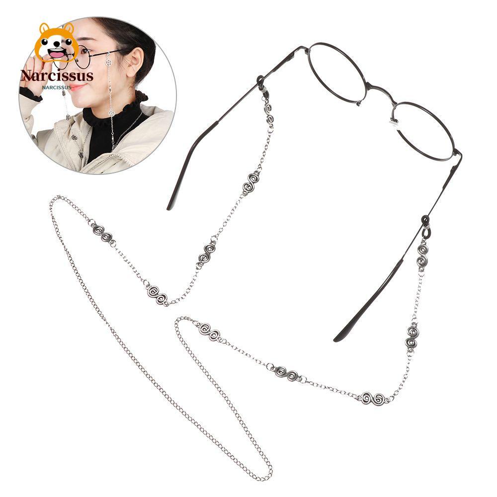 โซ่คล้องแว่นตาโลหะดีไซน์สตาร์มูน กันลื่น 80ซม แฟชั่นวินเทจ สำหรับผู้หญิงและผู้ชาย
