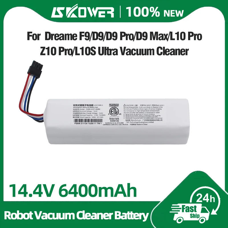 แบตเตอรี่ P2008-4S2P-MMBK สำหรับหุ่นยนต์ดูดฝุ่น Dreame D9 Max F9 Z10 L10 Pro L10s D10 Plus D10s RLS5