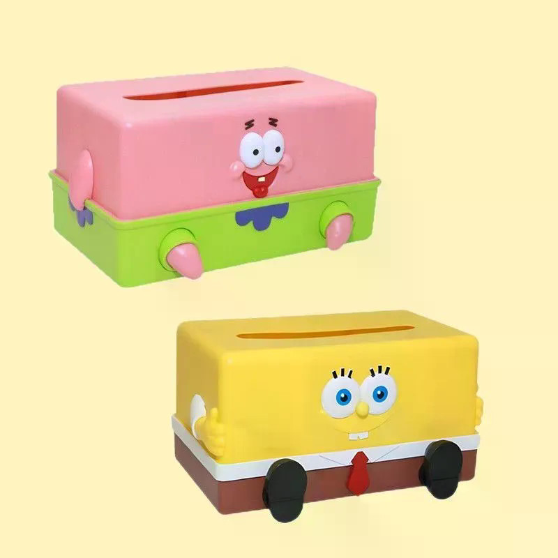 กล่องกระดาษทิชชู่ Patta Star SpongeBob SquarePants พร้อมสปริงโต๊ะรับประทานอาหารในรถยนต์สร้างสรรค์แบบถอดง่ายตกแต่งห้องน้ํา