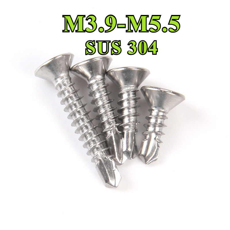 น็อต สกรู หัวเตเปอร์ แฉกF+ สแตนเลส304 ปลายสว่าน /Flat Head Phillip Self Drilling Screw SUS304 /สกรูห