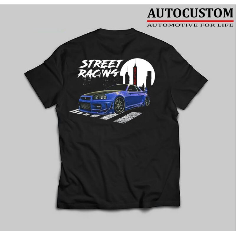 เสื้อแข่งเสื้อยืด Nissan Skyline Gtr R34